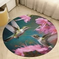 thumbnail image 4 of Flower Hummingbird Round Small Area Rug, Print Non Slip Washable Floor Mat, Soft Throw Rug for Living Room, Powder Room Entryway, Bathroom, Bedside, 4 of 6