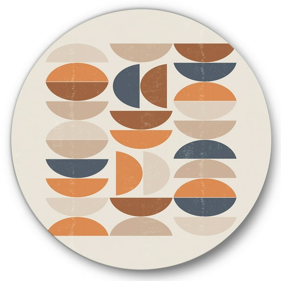 Designart 'Abstract Moon and Sun In Orange and Blue' Modern Circle Metal Wall Art 36x36 - Disc of 36