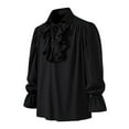 thumbnail image 2 of Men's Renaissance Shirts Retro Steampunk Victorian Long Sleeve Jabot Collar Medieval Pirate Lace Up Tops Pirate Shirts Vampire Gothic Ruffled Medieval Halloween Costume Clothing, 2 of 7
