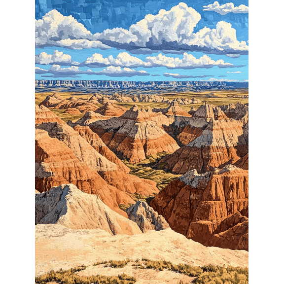Badlands National Park Canvas Print/Wall Art， Suitable for Living Room， Bedroom， Office， Hotel， and Gallery Decoration.