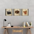 thumbnail image 2 of 3 Pieces Rustic Movie Theater Canvas Wall Art Old Film Reels Clapper Popcorn Poster Print on Canvas for Home Theater Room Bedroom Decor Ready to Hang 12 x 12 inch x 3pcs, 2 of 7