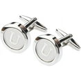 thumbnail image 4 of Mens Classic Stainless Steel Initial Cufflinks 26 Alphabet Initial Letter Cufflinks Business Wedding Shirts A-Z, 4 of 6