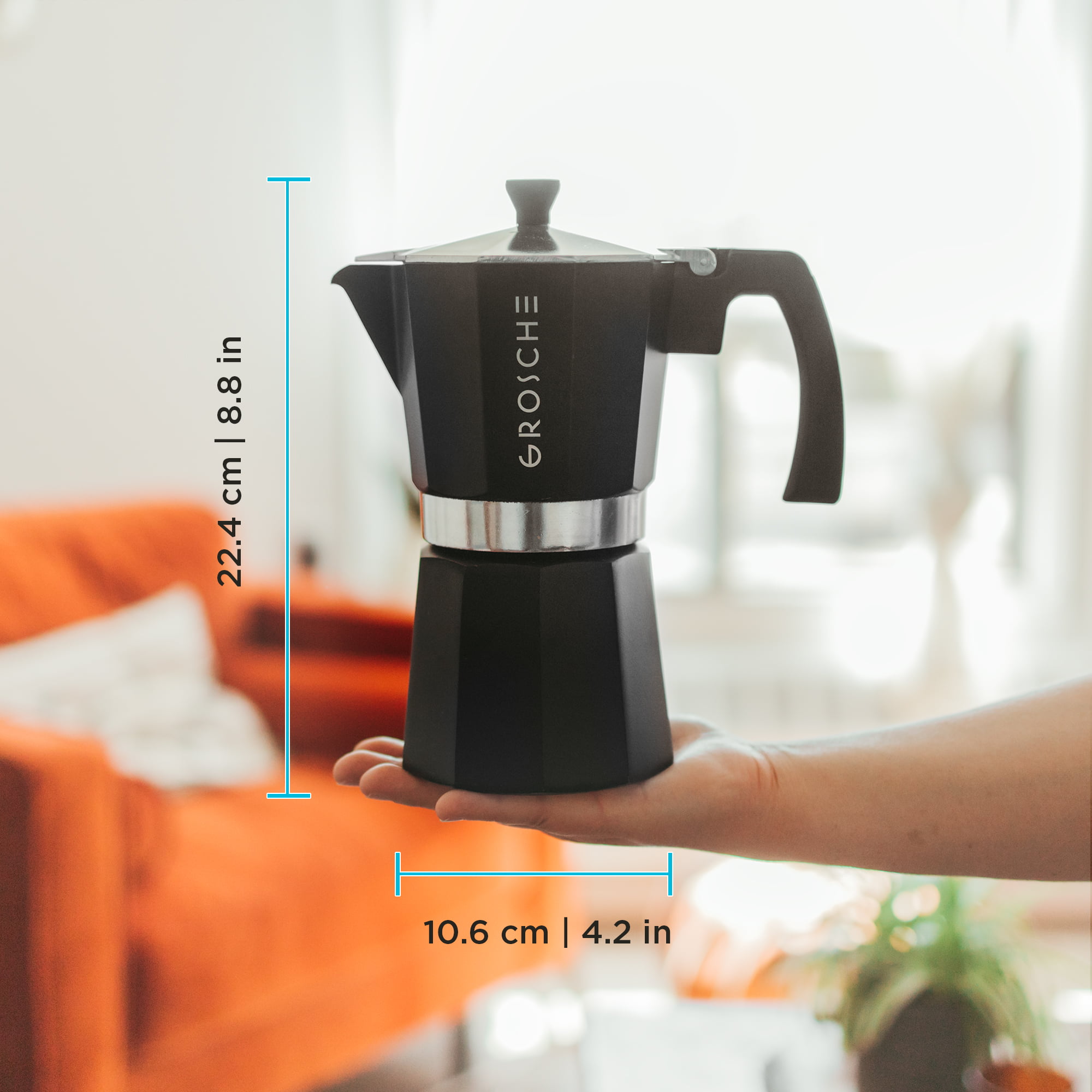  Coffee Gator Moka Pot - 6 Cup, Stovetop Espresso Maker -  Classic Italian and Cuban Coffee Percolator w/ 2 Stainless-Steel Cups –  Matte Grey Aluminum: Home & Kitchen