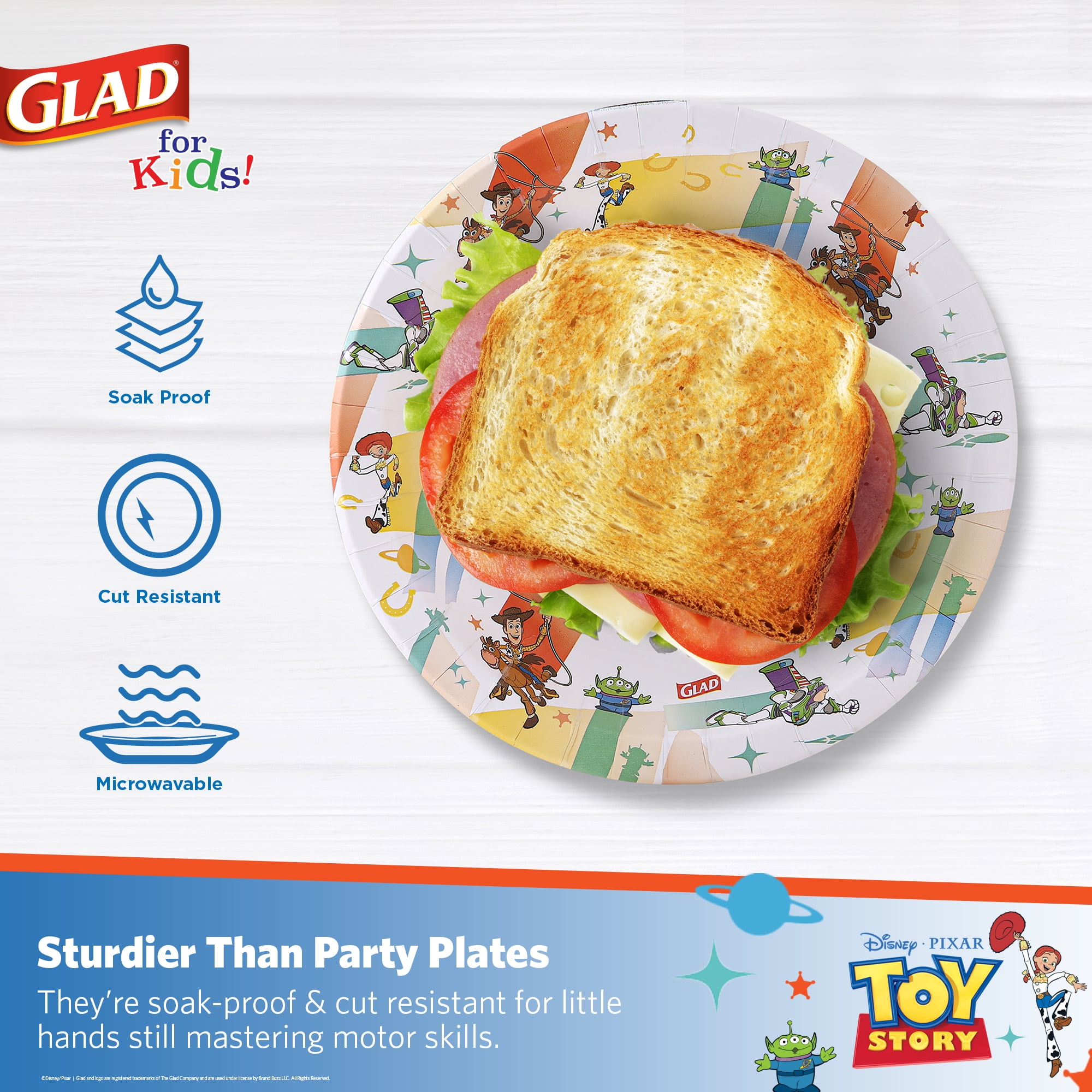Glad Kids - 8.5" Round Paper Plate - 40ct - Disney - Toy Story - Light Beams
