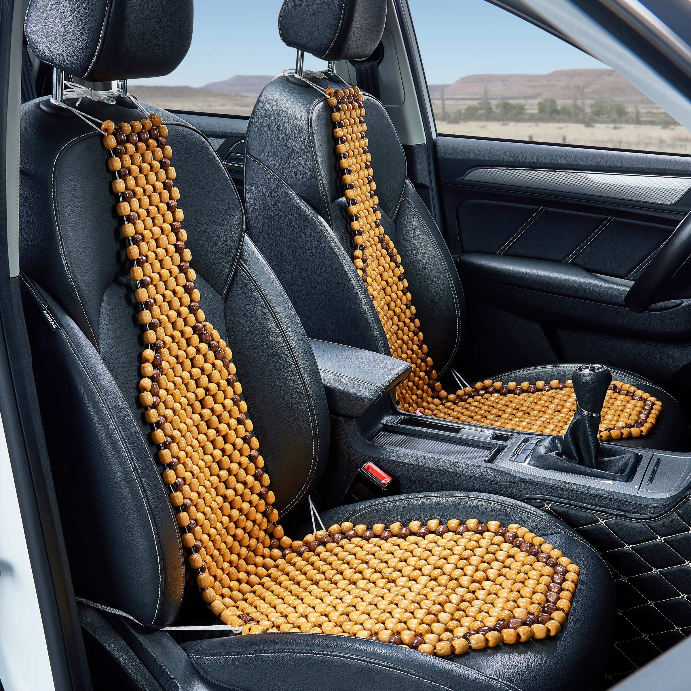 Zone Tech Black Wooden Beaded Comfort Seat Cover - 2 Pack Car Driver  Massaging Cool Comfortable Seat Cushion with High Ventilation- Reduces  Fatigue.