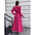 thumbnail image 3 of Vestidos de otoño e invierno para mujer 2022 elegante moda cuello en V vendaje plisado cintura alta vestido largo de fiesta sexy para mujer, 3 of 5