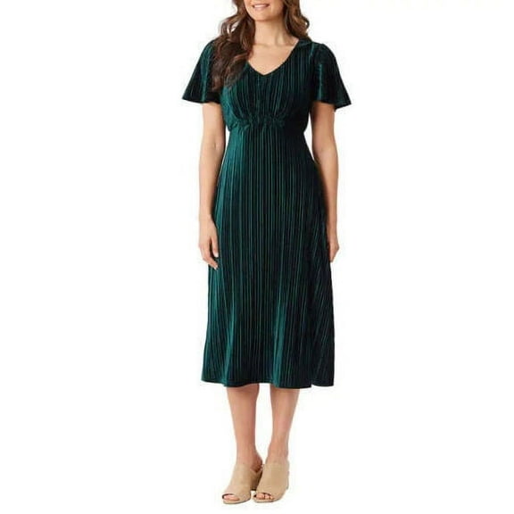 Briggs Ladies' Pleated Velvet Dress 1655405 Color Green Size L