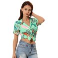 thumbnail image 1 of INSPIRE CHIC Chemise à Manches Courtes Imprimée de Feuilles Florales Hawaïennes pour Femme, 1 of 6