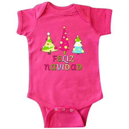 

Inktastic Feliz Navidad- row of decorated trees Gift Baby Boy or Baby Girl Bodysuit