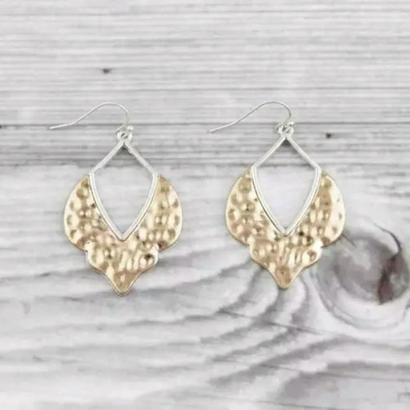 Hammered Arrowhead Petals Statement Earrings Women Gold Silver Fashion Jewelry