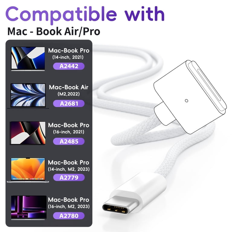 140W USB-C to Magnetic 3 Cable, Compatible with MacBook Magnetic