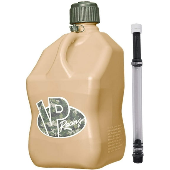 VP Racing Fuels 5-Gallon Square Motorsport Utility Container Tactical Tan with 14 in. Hose