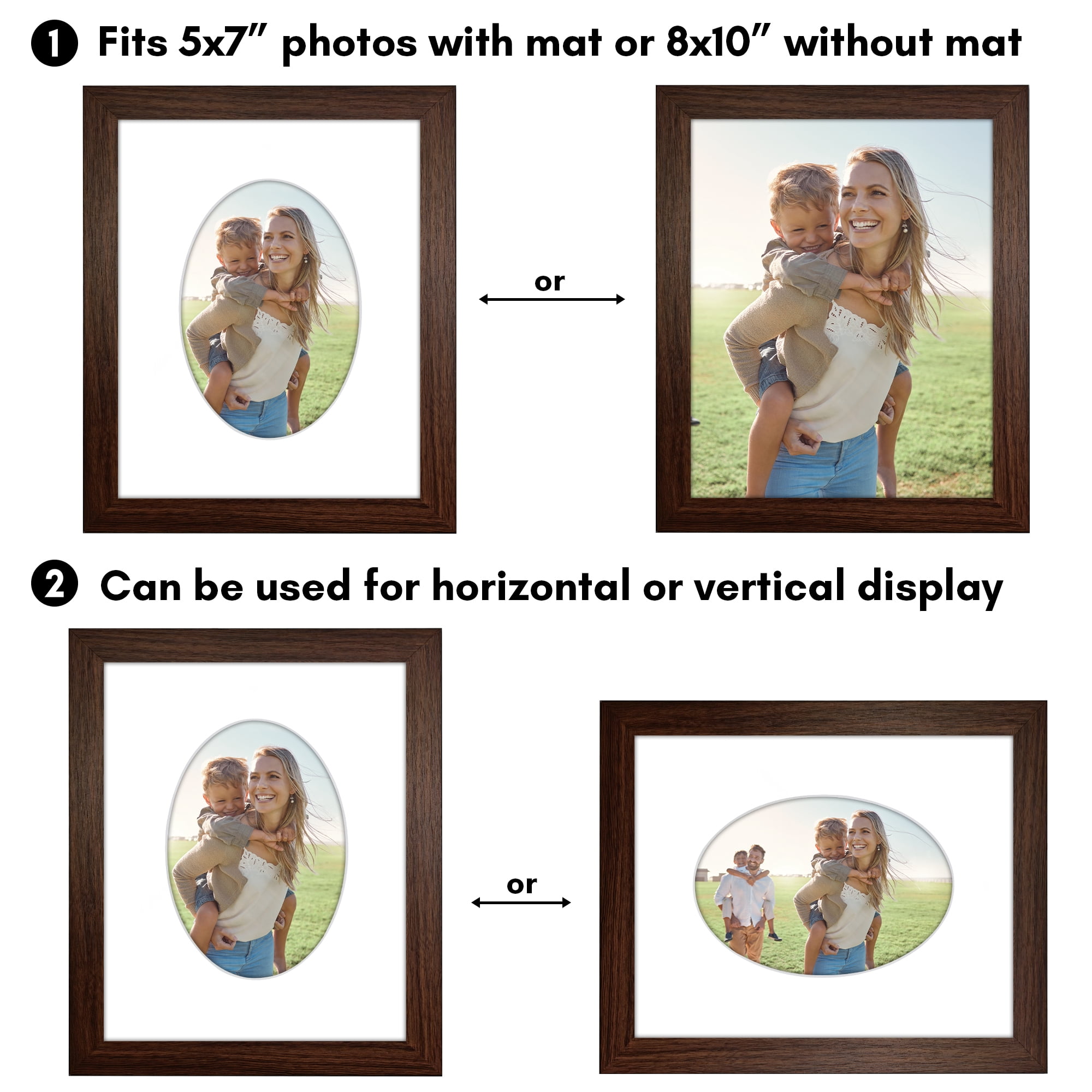 Americanflat 8" x 10" Picture Frame with Oval-Shaped Mat - Walnut