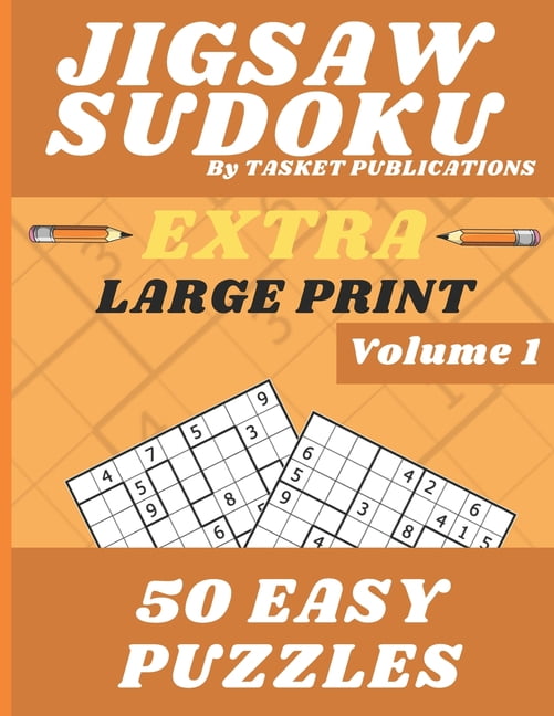 jigsaw sudoku extra large print 50 easy puzzles 50 easy level jigsaw sudoku puzzles one puzzle fills each page with solutions in the back great for seniors