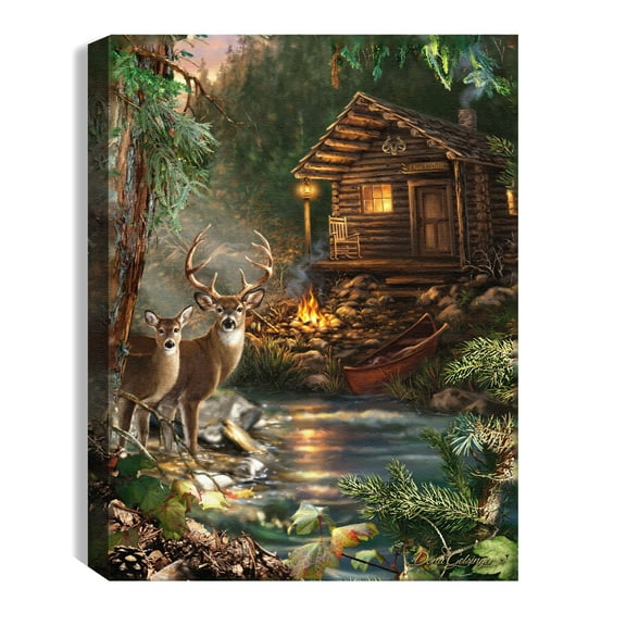 Glow Decor 350335 Mini Canvas - Deer Creek LED Tabletop with Timer - 8 x 6 in.
