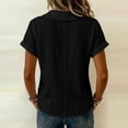 thumbnail image 6 of Ashirexll Womens Casual Tops Collared V-Neck Short Sleeve Solid Color Blouse Casual Summer Top for Spring, 6 of 7