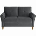 thumbnail image 5 of Lexicon Dunleith Tufted Velvet Upholstered Loveseat in Gray and Walnut, 5 of 9