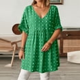 thumbnail image 3 of Women's V Neck Short Sleeve Ruffle Loose Summer Flowy Mini Dress, 3 of 6