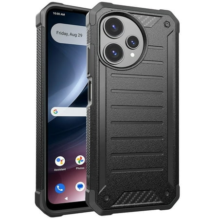 For Cricket Icon Plus 2026 SN333 Premium Tough Hybrid Cell Phone Cover Case - PTF Black