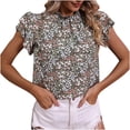 thumbnail image 7 of Wycnly Womens Shirts Beach Boho Ruffle Sleeve Vintage Tee Tops Summer Short Sleeve Round Neck Ladies Floral Print Tops and Blouses Green XL, 7 of 7