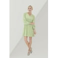 thumbnail image 5 of Miss Lavish London V Neck Dress With Long Sleeves Casual Long Sleeve Dress for Women Tea Green-XL, 5 of 5