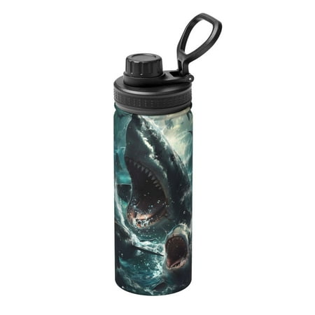 

Fuzoiu Wave Ocean Animal Shark Print 18oz Sports Insulated Kettle Stainless Steel Vacuum Water Bottle Leakproof Sport Flask