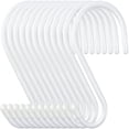 thumbnail image 1 of Paquete de 12 ganchos en forma de S blancos de 4-1/2 pulgadas para colgar grandes ganchos en forma de S con revestimiento de vinilo, ganchos para barra de armario con revestimiento de caucho y metal d, 1 of 5