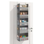 TOMNK WOO 1 Pack Over The Door Hanging Organizer 5 Shelf Bathroom Organizers and Storage with 2 Large Metal Hooks and 12 Pockets