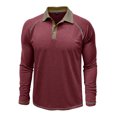 thumbnail image 1 of pstuiky camisas de hombre de manga larga, Blusa informal de manga larga con cuello vuelto y botones a la moda de color liso para hombre Tops casuales para hombres xxxl, 1 of 3