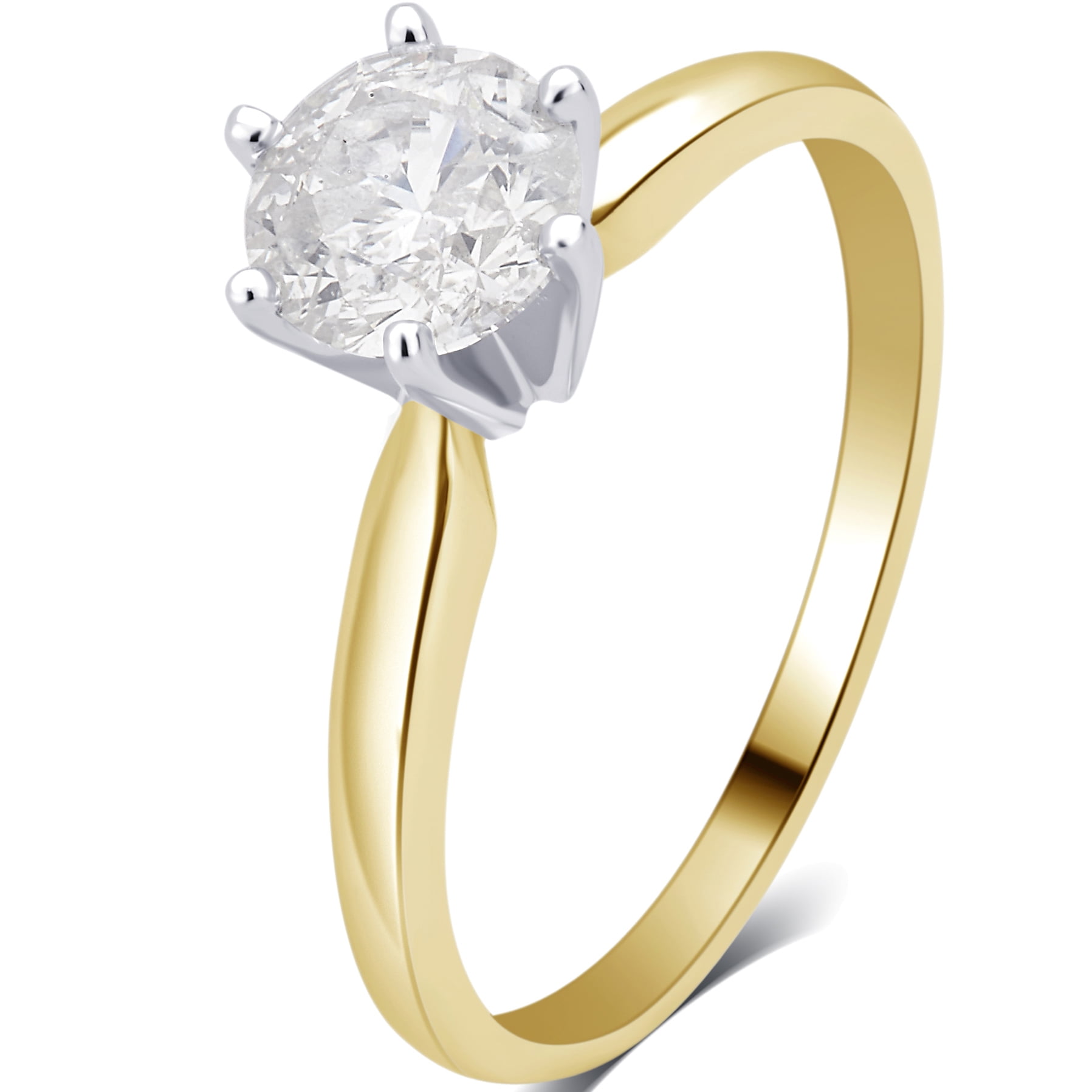 3 4 Carat T.W. Round Diamond 14K Yellow Gold Solitaire Engagement Ring by Generic