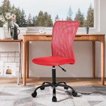 CL.HPAHKL Home Office Chair, Mid Back Mesh Desk Chair Height Adjustable Task Chair, Armless Rolling Swivel Chair with Lumbar Support for Teens Adults, Red