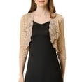 thumbnail image 1 of INSPIRAR CHIC Chaquetas de Mujer Cárdigan de Encaje Floral de Manga 3/4 Top Transparente Khaki 3XL, 1 of 6