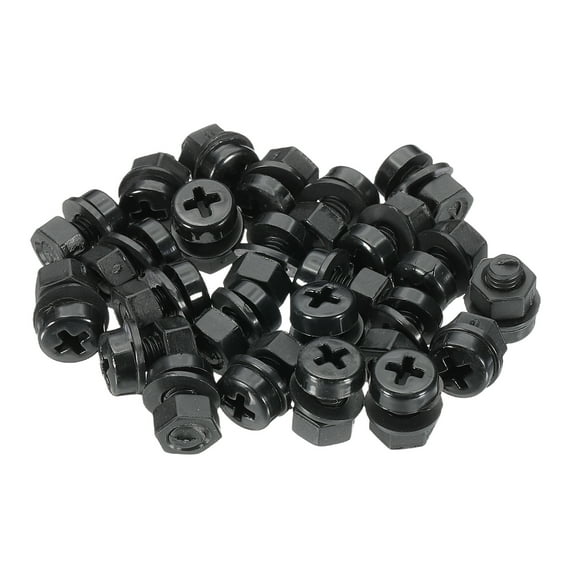 Uxcell M5x8mm Black Nylon Bolts Plastic Nuts Full Thread Head Screws and Nuts Set for Industrial Home Fastening Projects, 24 Sets