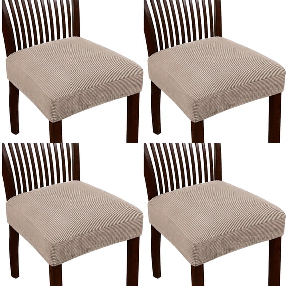 BOGUANG Elastic detachable chair covers, chair covers for dining chairs, no back cover, Khaki 4-piece