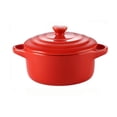 thumbnail image 3 of Qiopertar Mini Ceramic Casserole Dish, Round Baking Bowl with Lid Double Handles Oven, Non-Stick Glazed Ceramic Soup Bowls for Kitchen Dining, 3 of 7