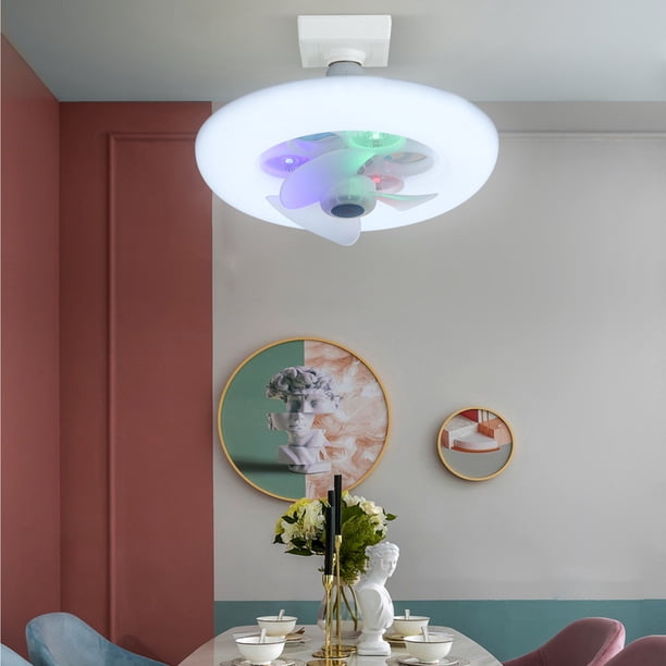Ventilador de techo moderno de 10,6 pulgadas, bajo, LED, regulable, con kit de iluminación, lámpara para dormitorio, baño, interior, ventilador de techo de plástico.