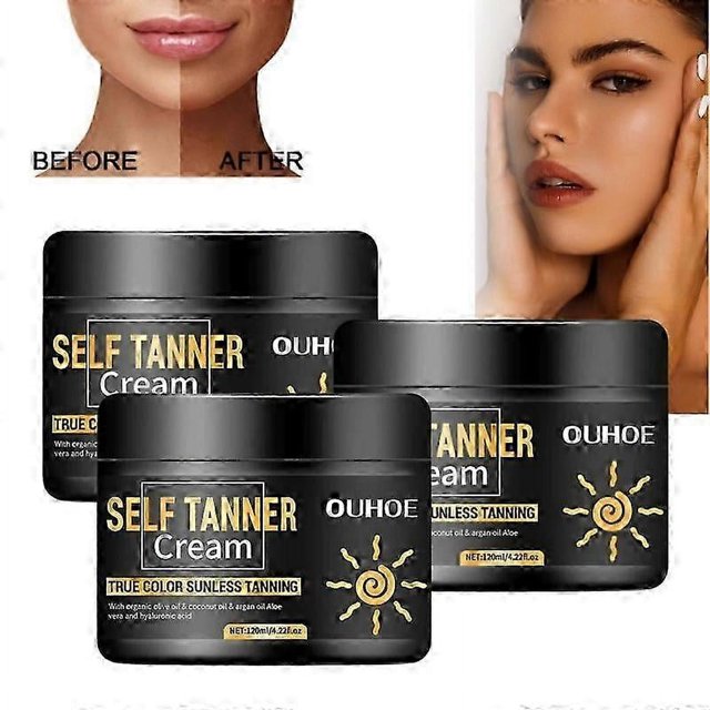 Crema bronceadora 3x, gel bronceador para rostro y cuerpo, loción autobronceadora, bronceador natural con protección solar