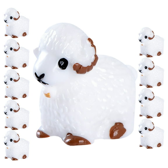 Raindrops Sheep Figurines DIY Materials White Resin 10Pcs
