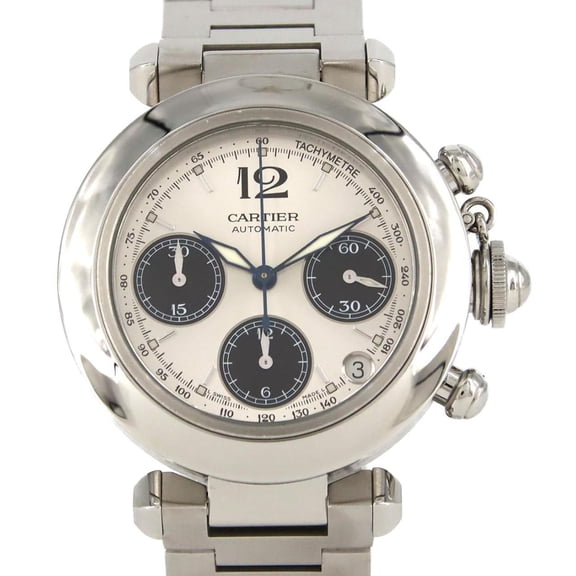 Pre-Owned Cartier Pasha C Chronograph W31048M7 Stainless Steel Automatic Watch