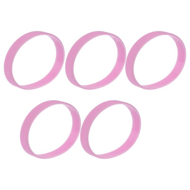 5X Brazalete de Puno Munequera Pulsera de Elasticidad de Moda de Goma de Silicona Rosa