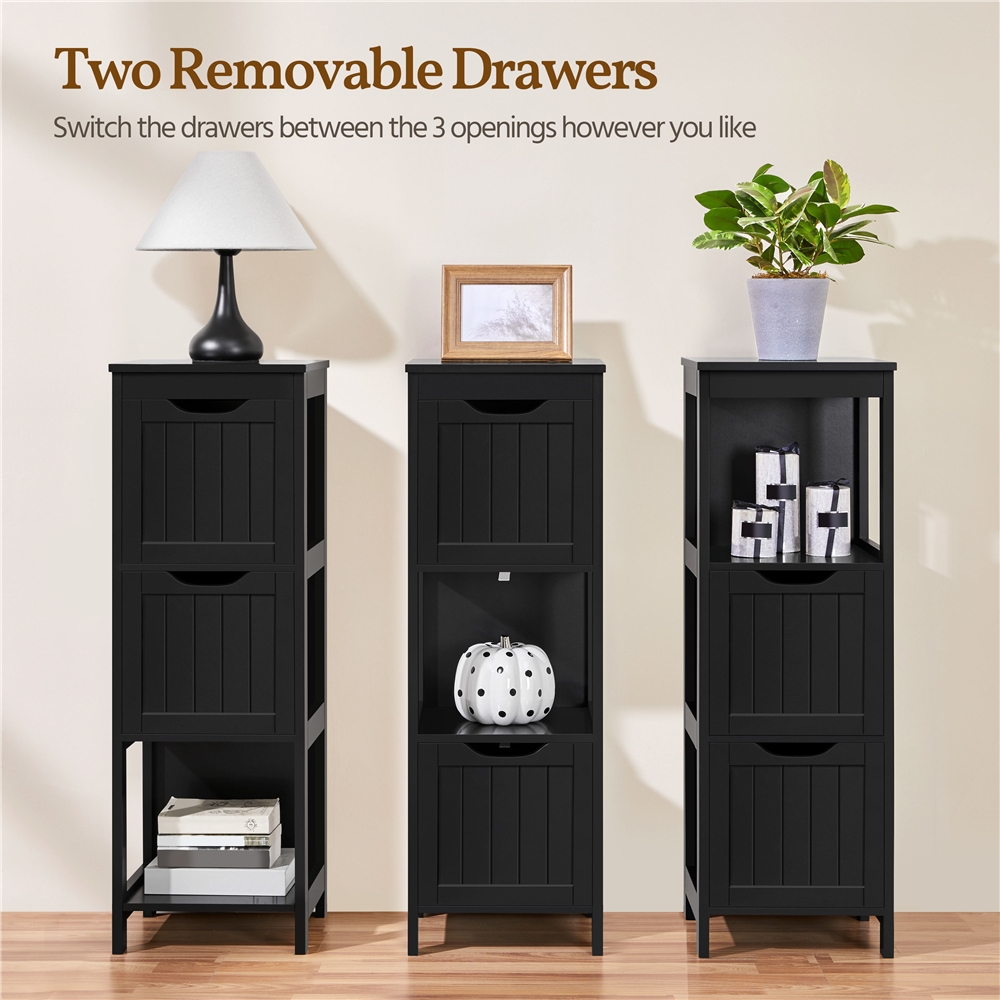Yaheetech 35" Height Compact Corner Bathroom Cabinet with Open Shelf, Black
