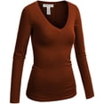thumbnail image 3 of emmalise women's casual basic v-neck tshirt long sleeves tee top - junior and plus sizes, 3 of 3