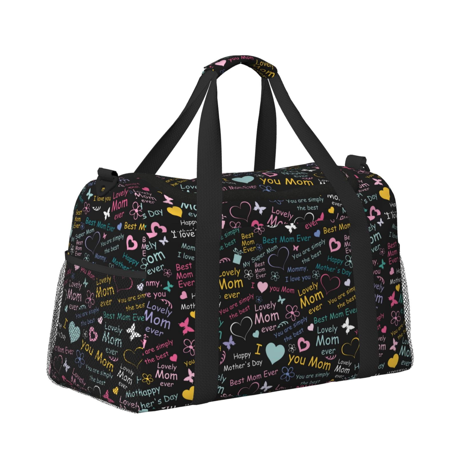 Fuzoiu I love you Mom Print Travel Duffle Bag,Carry On Tote Bags,Duffel Bag,Sport Gym Bag, Hospital Bag for Labor and Delivery, Overnight Bag,Luggage Bag