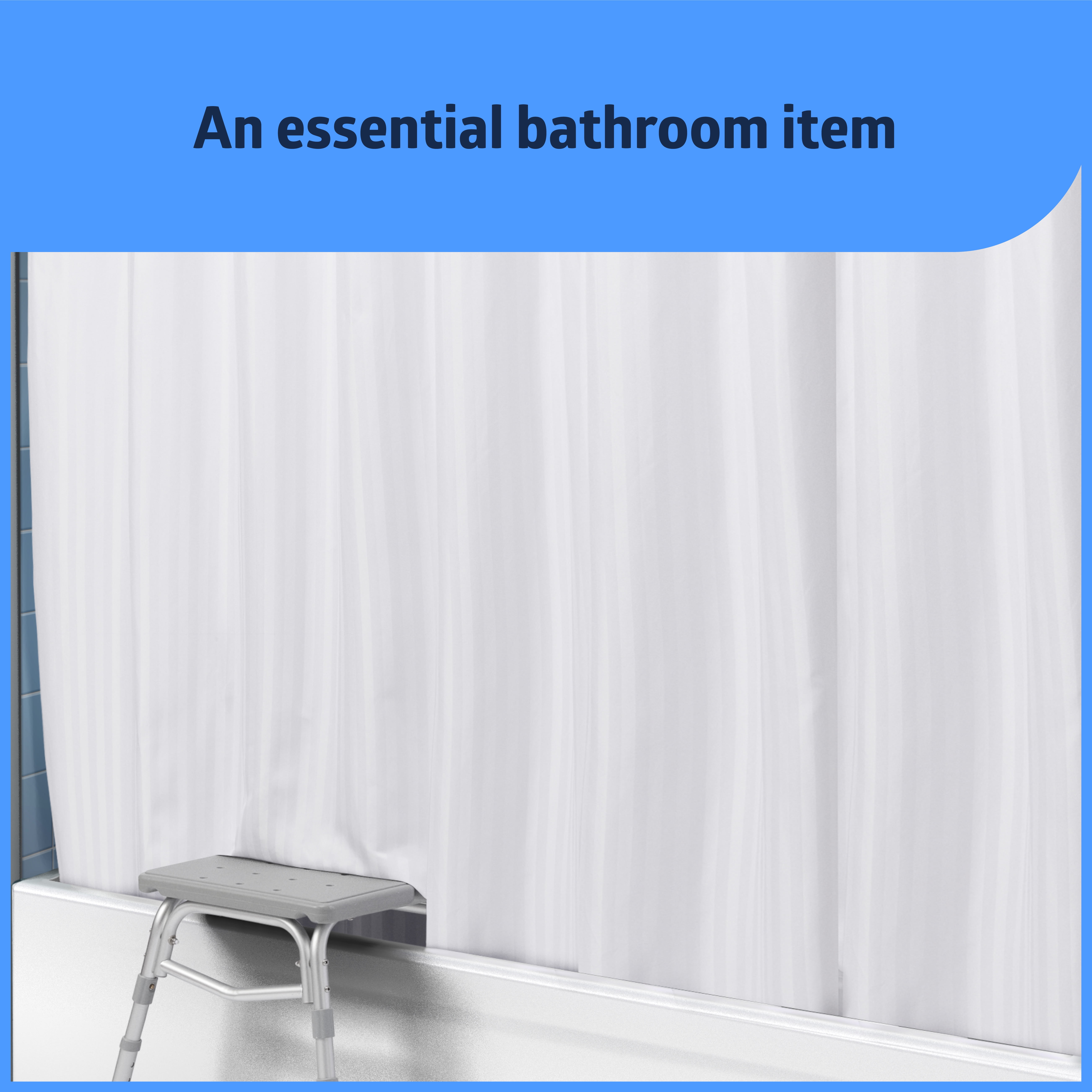 Medline White Polyester Shower Curtain, 74x54in Machine Washable