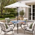 thumbnail image 2 of Round Outdoor Tablecloth with Umbrella Hole and Zipper, Navy Blue Coastal Tablecloth with Elastic Waterproof, Nautical Summer Beach Ocean Coral Wooden Patio Table Covers for 31" - 35" Pool Tables, 2 of 9