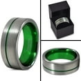 thumbnail image 4 of P. Manoukian Tungsten Wedding Band Ring 8mm for Men Women Green Grey Flat Cut Brushed Polished Lifetime Guarantee Size 11, 4 of 4