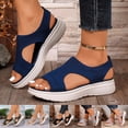 thumbnail image 2 of Wedges Sandals with Arch Support for Woman Wide Comfy Lightweight Extra Wide Width Low Heels Womens House Shoes Braided Espadrilles for Women Ankle Strap Beach Sandals Summer Shoes, 2 of 9