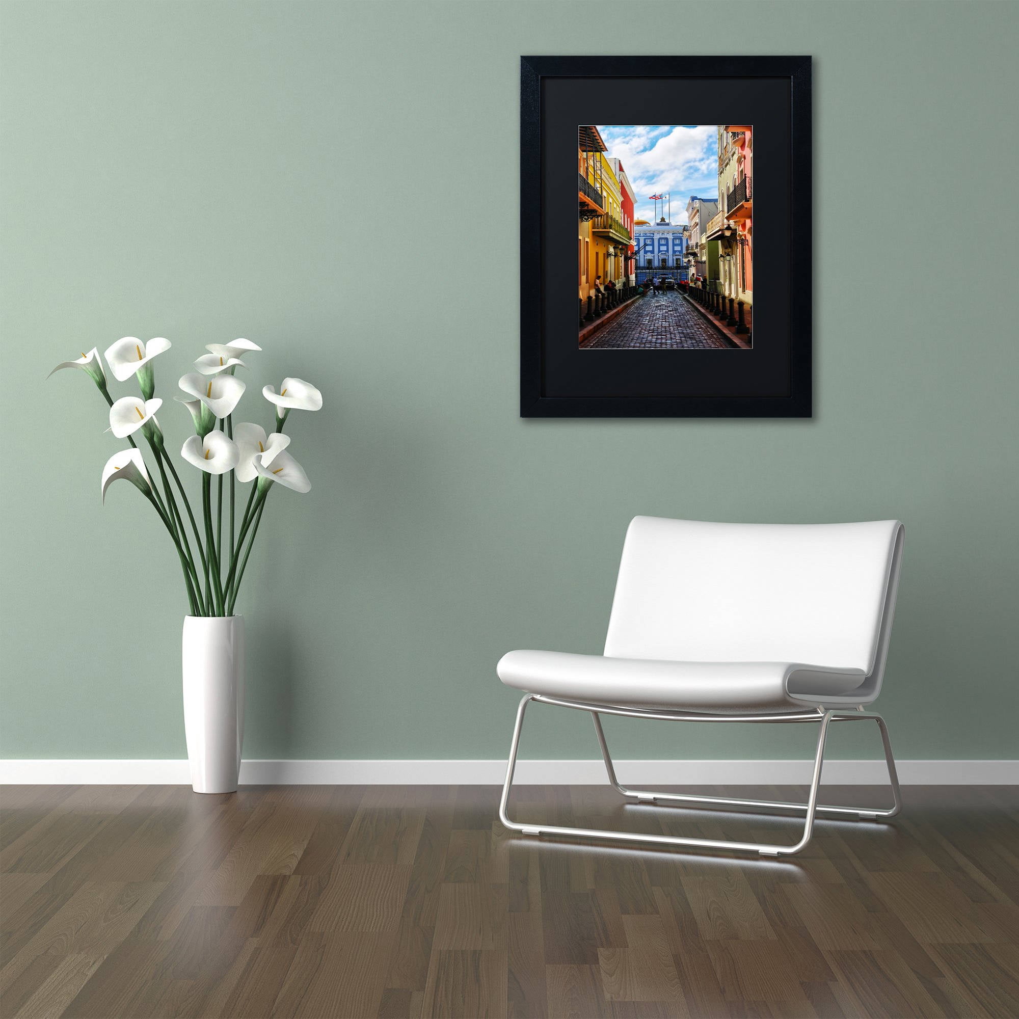 Trademark Fine Art "Old San Juan 7" Canvas Art by CATeyes, Black Matte, Black Frame