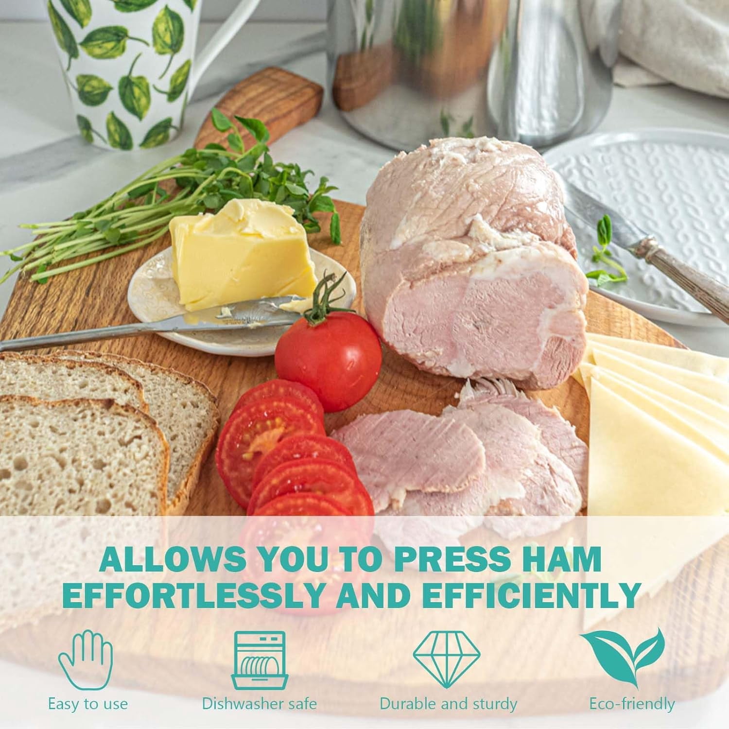 Ham Maker Meat Press Mold for Making Homemade Deli Meat Press, Stainless Steel Meat Press Cooker Maker, Ham Press Maker with Thermometer, Deli Meat Maker Lunch Meat Press Maker