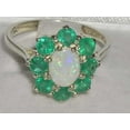thumbnail image 4 of LBG British Made 14k White Gold Natural Opal & Emerald Womens Engagement Ring - 33 size options - Size 6.25, 4 of 6